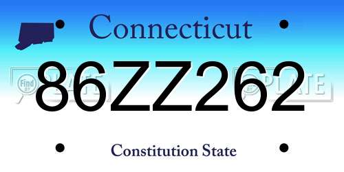 86ZZ262 Connecticut License Plate