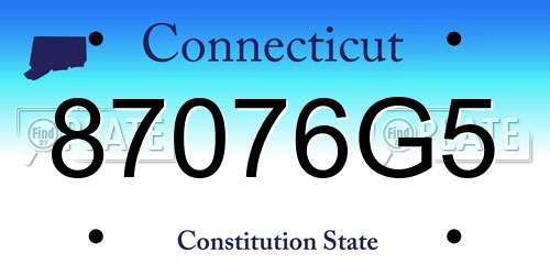 87076G5 Connecticut License Plate