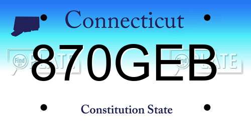 870GEB Connecticut License Plate