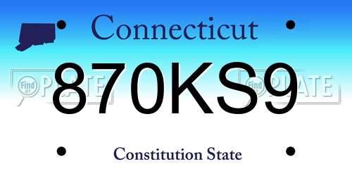 870KS9 Connecticut License Plate