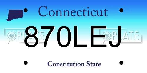 870LEJ Connecticut License Plate