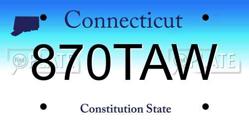 870TAW Connecticut License Plate
