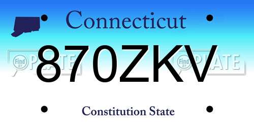 870ZKV Connecticut License Plate