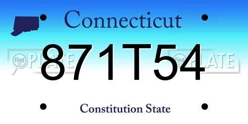 871T54 Connecticut License Plate