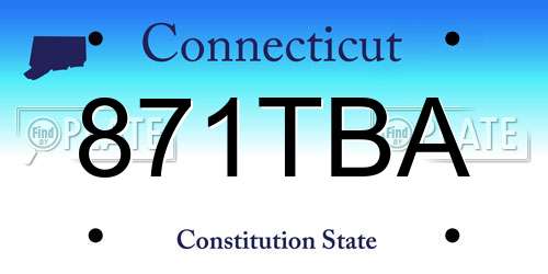 871TBA Connecticut License Plate