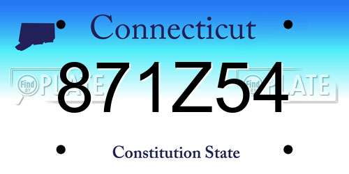 871Z54 Connecticut License Plate
