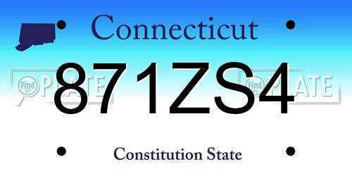 871ZS4 Connecticut License Plate