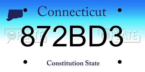 872BD3 Connecticut License Plate