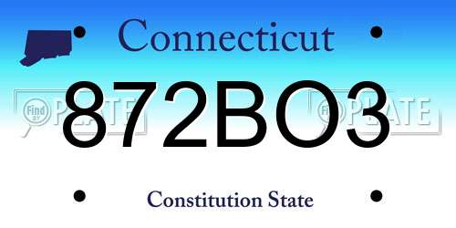 872BO3 Connecticut License Plate