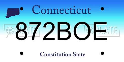 872BOE Connecticut License Plate