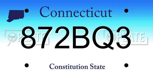 872BQ3 Connecticut License Plate