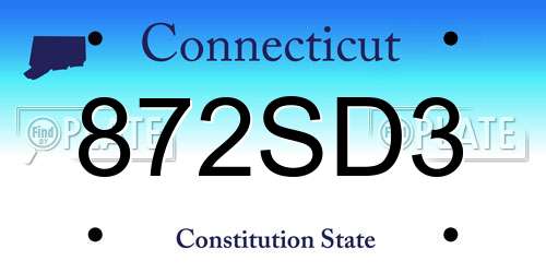 872SD3 Connecticut License Plate