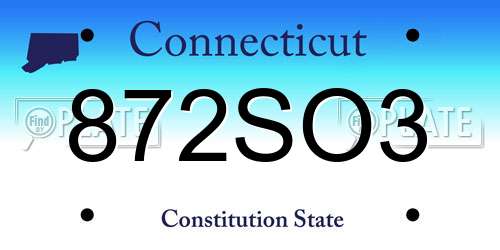 872SO3 Connecticut License Plate