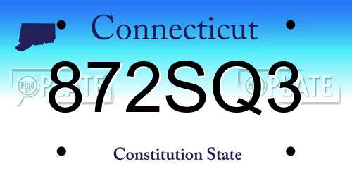 872SQ3 Connecticut License Plate