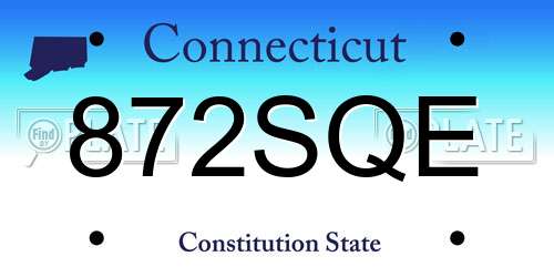 872SQE Connecticut License Plate
