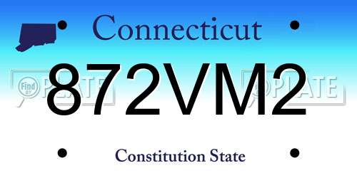 872VM2 Connecticut License Plate