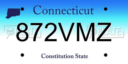 872VMZ Connecticut License Plate