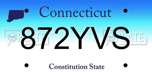 872YVS Connecticut License Plate