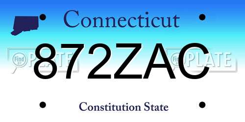872ZAC Connecticut License Plate