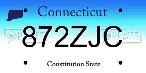 872ZJC Connecticut License Plate