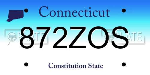872ZOS Connecticut License Plate