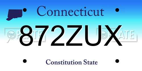 872ZUX Connecticut License Plate