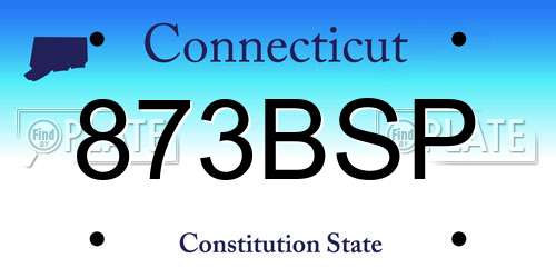 873BSP Connecticut License Plate