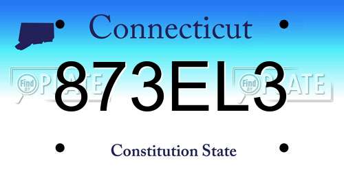 873EL3 Connecticut License Plate