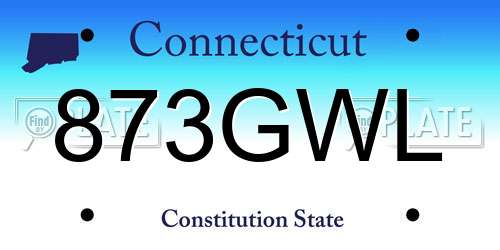 873GWL Connecticut License Plate