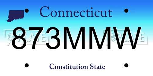873MMW Connecticut License Plate