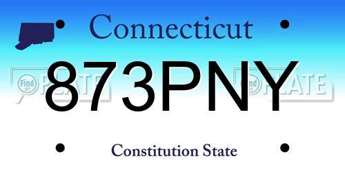 873PNY Connecticut License Plate
