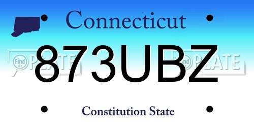 873UBZ Connecticut License Plate