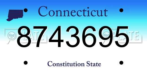 8743695 Connecticut License Plate