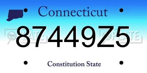 87449Z5 Connecticut License Plate
