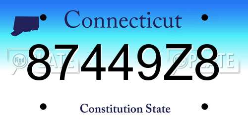 87449Z8 Connecticut License Plate