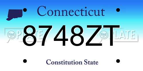 8748ZT Connecticut License Plate