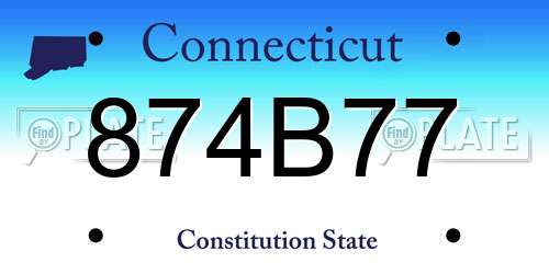 874B77 Connecticut License Plate