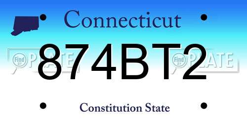 874BT2 Connecticut License Plate