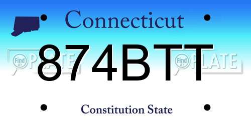 874BTT Connecticut License Plate