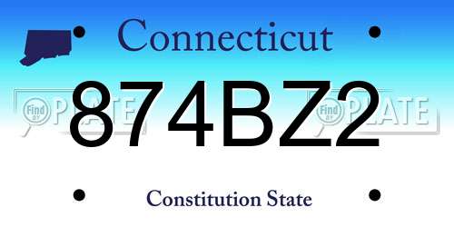 874BZ2 Connecticut License Plate