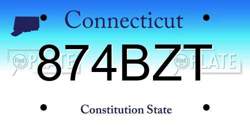 874BZT Connecticut License Plate