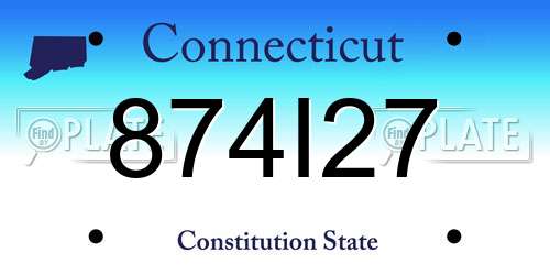 874I27 Connecticut License Plate