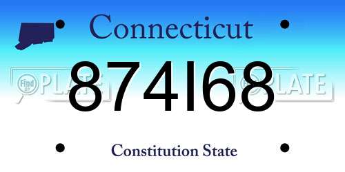 874I68 Connecticut License Plate