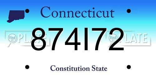 874I72 Connecticut License Plate