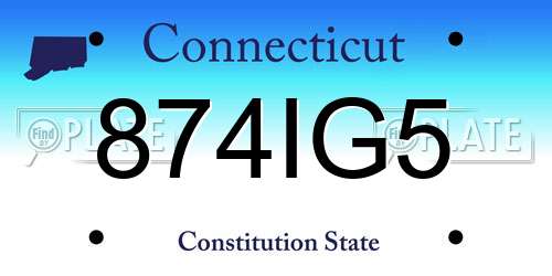 874IG5 Connecticut License Plate