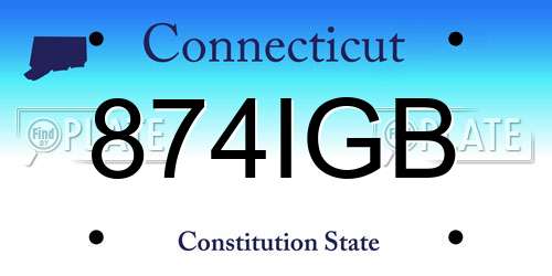 874IGB Connecticut License Plate
