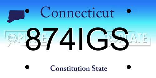 874IGS Connecticut License Plate
