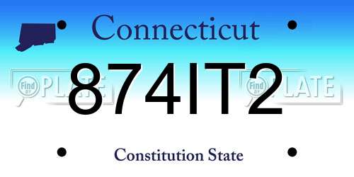 874IT2 Connecticut License Plate