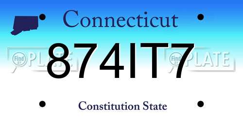 874IT7 Connecticut License Plate