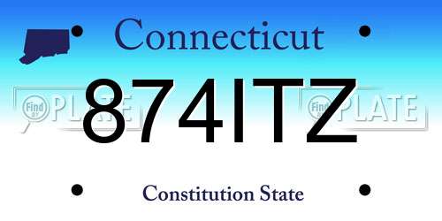 874ITZ Connecticut License Plate